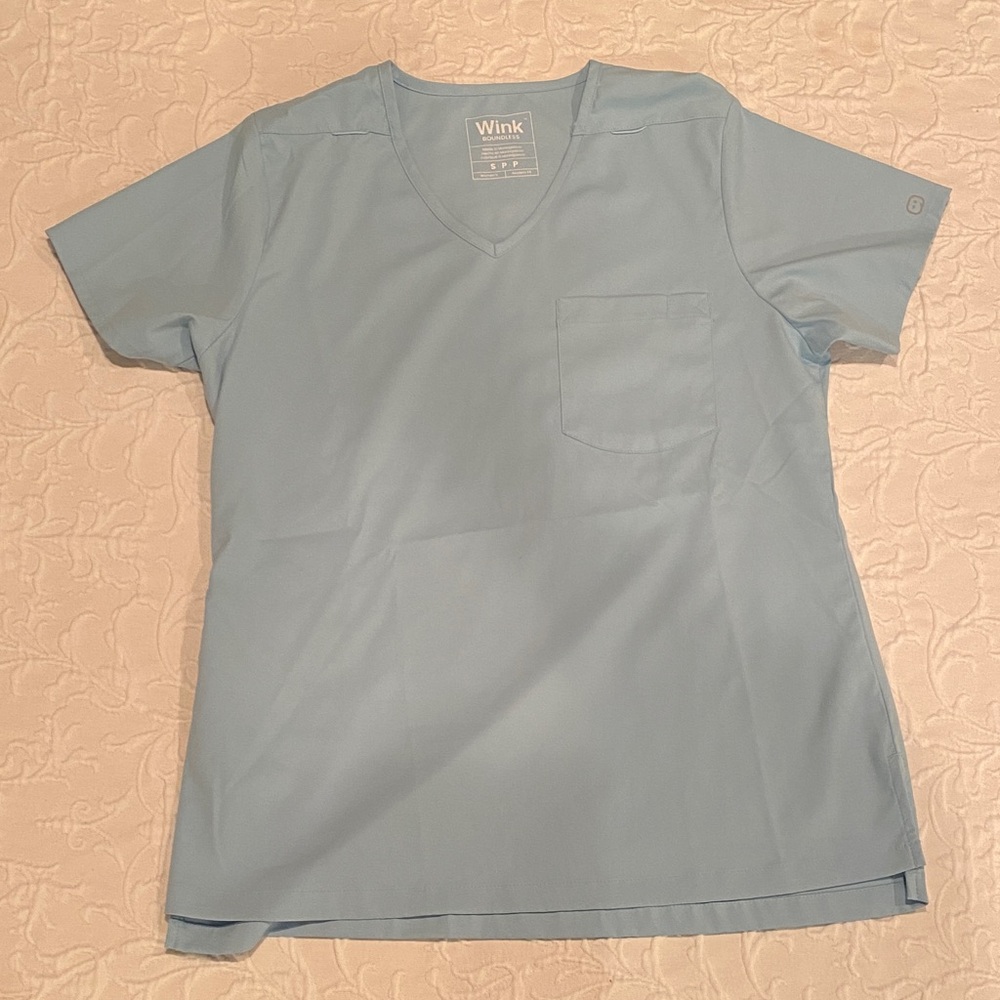 Wink Sky Blue V-Neck Scrub Top